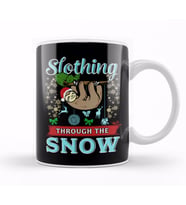 Cute Slothing Through the Snow Christmas Sloth Kupa Bardak Porselen