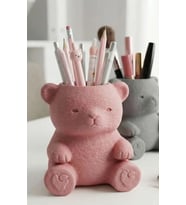 3D Baskı Sevimli Ayıcık Kalemlik - Masaüstü Organizer - Pembe