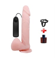LilituShop 19,5 cm Belden Bağlamalı Titreşimli Vibratör Realistik Penis Dildo - Dong