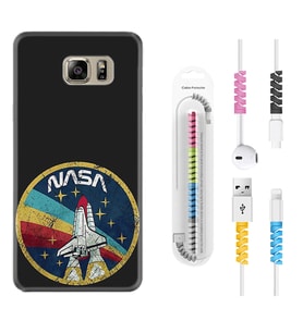 Samsung S7 Edge S20 Fe Plus Ultra S21 S22 Kılıf Kablo Koruma Spiral Silikon Nasa 1326