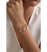 Taşlı Tüy & Taşlı Kalp & Deniz Kabuğu Charm Bileklik