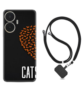 Realme C55 Kılıf Silikon Boyun Askılı İpli Desenli Silikon Cats 1792