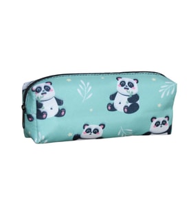 Yeşil Panda Desenli Tatlı Kalemlik - Okul Kalemliği-Makyaj Çantası