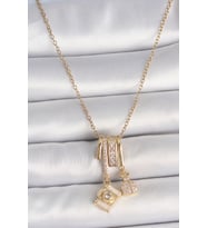 Tegan 316L Çelik Gold Renk Zirkon Taşlı Sallantı Fotoğraf Makinası Figür Charm Kadın Kolye TG27BKO10097 (Çok Renkli)