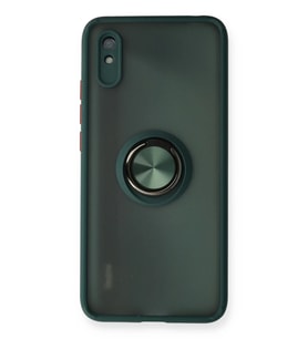 Newface Xiaomi Redmi 9A Kılıf Montreal Yüzüklü Silikon Kapak - Yeşil