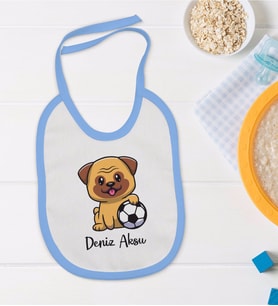 BK Kids Kişiye Özel Mavi Bebek Mama Önlüğü - Model 199