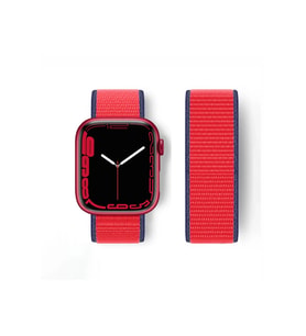 Mey İthalat® Watch 38Mm Hasırlı Cırtcırtlı Kordon - Lacivert-Kırmızı