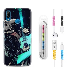 Huawei P20 Lite Mate 10 20 Lite Pro P40 Lite KılıfKablo Koruma Spiral Silikon Dog Guitar 1789