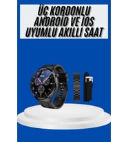 Şık Amoled Ekranlı Çok Kordonlu Akıllı Saat, iOS ve Android Uyumlu