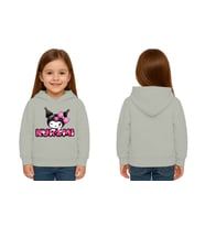 Unisex Baskılı Çocuk Swaetshirt Kapüşonlu 3 İplik Şardonlu Kuromi baskılı (Gri)