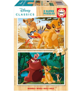 Educa 2x25 Parça Aslan Kral Kız Çocuk Ahşap Puzzle (3-5 Yaş)