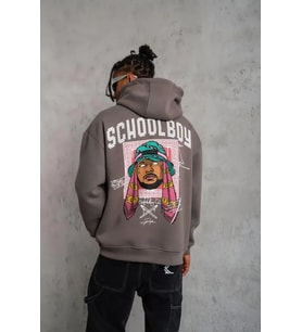 Erkek SCHOOL BOY Baskılı Kapüşonlu Sweat - Gri