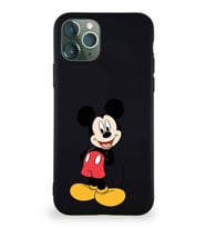 Apple iPhone 11 Pro Soft Premier Kapak Mickey Mouse-B Tasarımlı Silikon Kılıf - Siyah (Şeffaf)