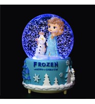 Frozen Temalı Orta Boy Işıklı Müzikli Kar Küresi (Mavi)