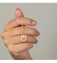 Kişiye Özel Minimalist Elma Figürlü Kolye 925K Gümüş (Gold)