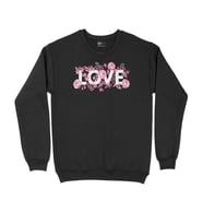 Pembe Güllü Aşk Siyah Sweatshirt