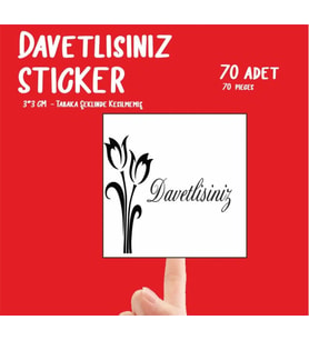 Davetlisiniz Yazılı Kare Yapışkanlı Davetiye Zarf Etiketi Sticker