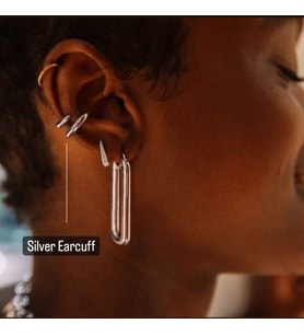Silver Renk Delik Gerektirmeyen Düz Earcuff Kıkırdak Küpesi (Çok Renkli)