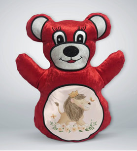 BK Gift Sevimli Aslan Tasarımlı Kırmızı Ayıcık Yastık-1