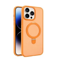 Coverzone iPhone 17 Pro Max ile Uyumlu Mat Transparan PhaqntomRing MagSafe Destekli Standl? K?l?f, Kamera Lens Hediyeli Darbe Emici ??k Tasar?m Orange