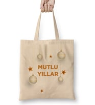 Yeni Yıl Hediyesi Mutlu Yıllar 03 Bez Çanta Uzun Saplı