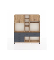 Arges Dolap 11 Raflı 6 Çekmeceli 4 Kapaklı 220x30x243 Çam-Çam/Antrasit