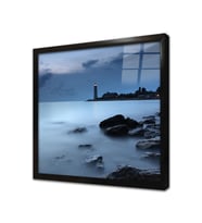 Gece Deniz Feneri Çerçeveli Cam Tablo