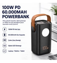 100W PD 60000mAh Ultra Yüksek Kapasiteli Çoklu Çıkışlı Dijital Göstergeli Hızlı Şarj Powerbank
