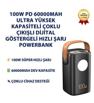 100W PD 60000mAh Ultra Yüksek Kapasiteli Çoklu Çıkışlı Dijital Göstergeli Hızlı Şarj Powerbank