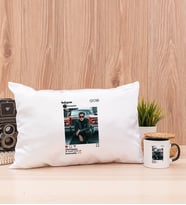 Kişiye Özel İnstagram Tasarım Fotoğraflı Dikdörtgen Yastık ve Siyah Kupa