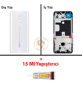Oppo KASA Reno Z2 Kasa Beyaz Reno Z2 Kasa Beyaz Yapıştırıcı B-7000 Yapıştırıcı Arka Kapak Arka Cam Batarya Kapağı Lazer Kesim Kapak Pil Kapağı Back Cover