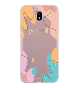 Samsung Galaxy J7 Pro Kapak Karışık Renkler Tasarımlı Şeffaf Silikon Kılıf