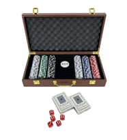Deri Çantalı Poker Seti 300 Parça Chip ve 2 İskambil Kağıdı Destesi
