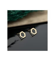 DKMN Gümüş Altıgen Gümüş Küpe Kadın Gümüş Küpe (Gold)