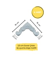 Dekoratif Polimer Boyanabilir 2,5 cm Duvar Çıtası Uyumlu Köşe Motifi (Beyaz)