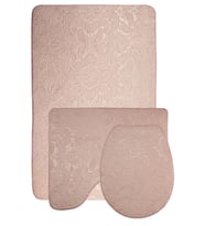 Ultrasoft Desenli Pudra 3’lü Banyo Paspası Halısı Seti Kaymaz Deri Tabanlı