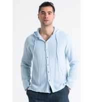 Uzun Kol Erkek Kapüşonlu Yazlık Müslin Sweatshirt Buz Mavi Bmv