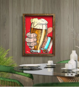 BK Gift Cafe & Bar & Restaurant Konseptli Doğal Masif Ahşap Çerçeveli Tablo-31