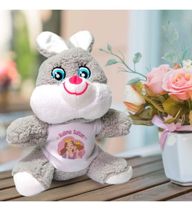Kişiye Özel Anneler Günü Baskılı Peluş Tavşan HK2659 (Gri)