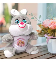 Kişiye Özel Anneler Günü Baskılı Peluş Tavşan HK2659 (Gri)