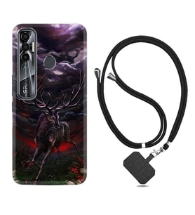 Tecno Spark 6 6 Go 8C 8 Pro 7 7 Pro Kılıf Boyun Askılı Silikon Dark Deer 1786