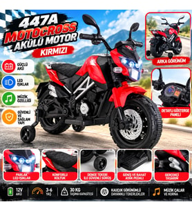 447A Motocross Akülü Motor Kırmızı