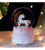 Sevimli Unicorn Temalı Püskürtmeli Işıklı ve Müzikli Kar Küresi