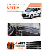 FİAT DOBLO AİRBAGLİ BÜYÜK EKRAN (2007-2015) Uyumlu Torpido Koruma Örtüsü Oto Kılıfı - Siyah Bej