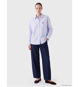 LCW Comfort Mavi Nakışlı Oxford Kadın Gömlek