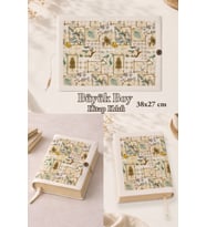 Nature Patchwork 38x27 cm Büyük Boy Kitap Kılıfı Rahle Boy Kur'an Uyumlu