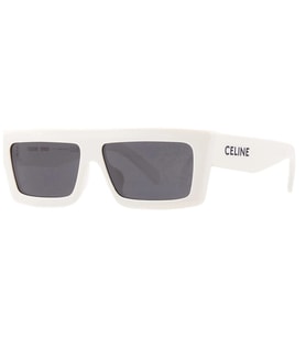 Celine CL40214U 25A Unisex Güneş Gözlüğü - Kare Form Beyaz Kemik Çerçeveli Füme Camlı