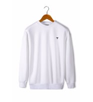 Unisex Beyaz Göğsü T Baskılı Oversize Üç İplik Şardonlu Bisiklet Yaka Sweatshirt 22K-5200177-2