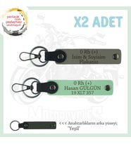 Hız Aşıkları İçin İsim Plaka ve 0 Rh (+) Kan Grubu Yazılı Hediyelik x2 Anahtarlık, Kül Gri-Yeşil-Ysl (Çok Renkli)