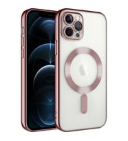 Lexroo iPhone 11 Pro Max Kılıf Kamera Korumalı M-safe Wireless Şarj Özellikli Demre Kılıf - Rose Gold